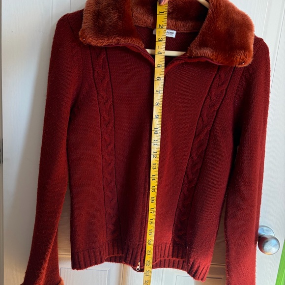 Point Zero Nicole Benisti Knit Zip Jacket | Faux Fur Collar | Size S - Picture 6 of 6